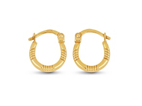 14K Gold Lightweight Mini Hoop Earrings with Slash Detailing