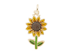 22K Yellow Gold Over Sterling Silver Sunflower - Painted Measures Approx 23.04mm x 12.8mm