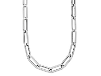 Picture of Rhodium Over 14k White Gold Polished 5.5mm Fancy Link 20 Inch Chain