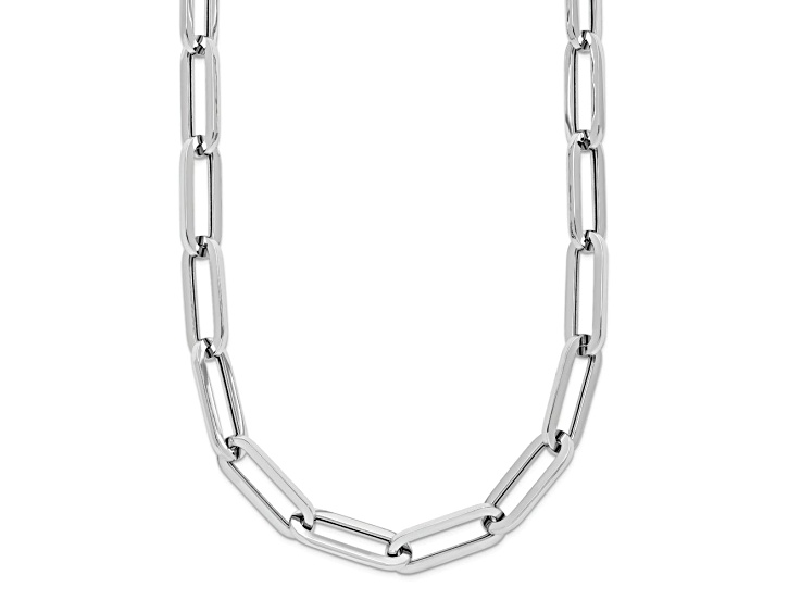 Rhodium Over 14k White Gold Polished 5.5mm Fancy Link 20 Inch Chain