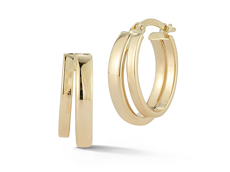Bellissima Gold 14K Yellow Gold Double Oval Hoop Earrings