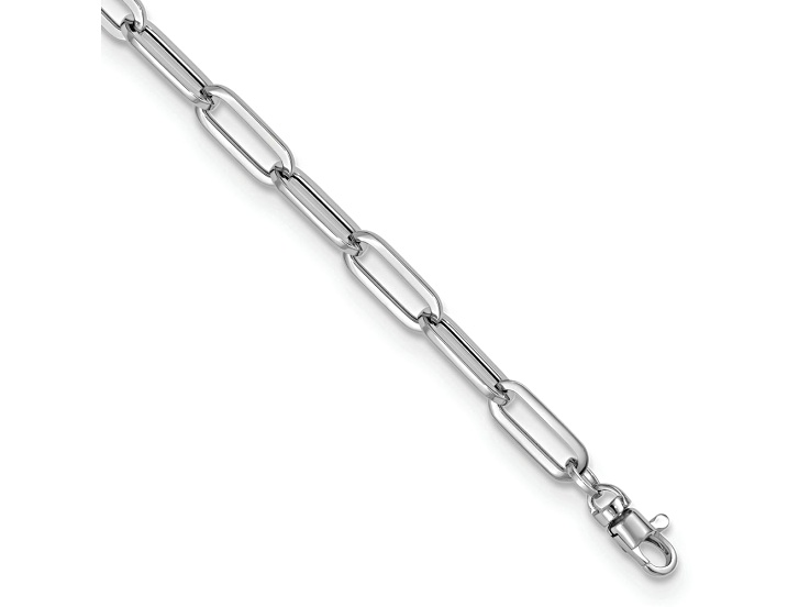 Rhodium Over 14k White Gold Polished 5.5mm Fancy Link Bracelet
