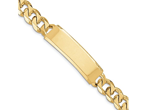 14k Yellow Gold Hand-Polished Curb Link ID Bracelet