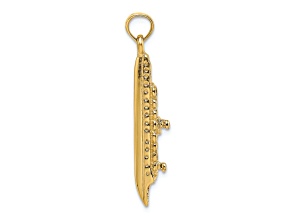14k Yellow Gold 3D Polished and Textured Cruise Ship Charm
