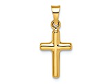 14K Yellow Gold Polished Diamond-cut Reversible Puffed Cross Pendant