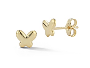 Bellissima Gold 14K Yellow Gold Dainty Puffed Butterfly Stud Earrings