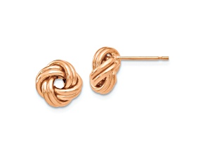 14k Yellow Gold and Rose Gold Plating Over 14k Yellow Gold 9mm Polished Love Knot Stud Earrings