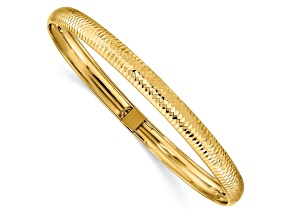 10k Yellow Gold 6.15mm Textured Flexible Bangle