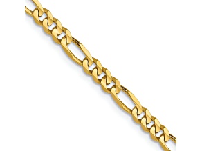 10K Yellow Gold Concave Figaro Link Anklet
