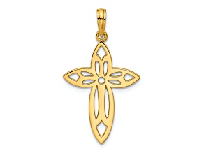 14k Yellow Gold Polished Fancy Cut-out Cross Pendant