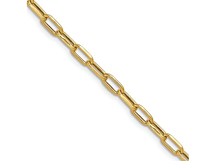 14k Yellow Gold 3.7mm Beveled Diamond-Cut Paperclip Link Bracelet