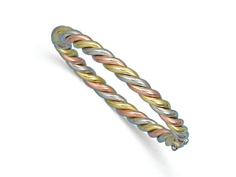 14K Tri-Color Twisted 6mm Bangle