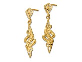 14k Yellow Gold Diamond-Cut and Textured Fancy Post Dangle Earrings