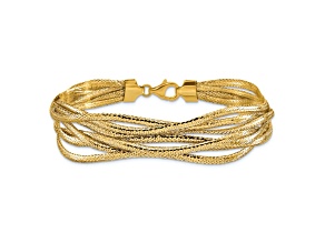 14k Yellow Gold Polished 2.5mm Mesh Diamond-Cut 4-strand Wave Bracelet