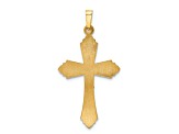 14k Yellow Gold and 14k White Gold Polished Fleur-de-Lis Crucifix Pendant