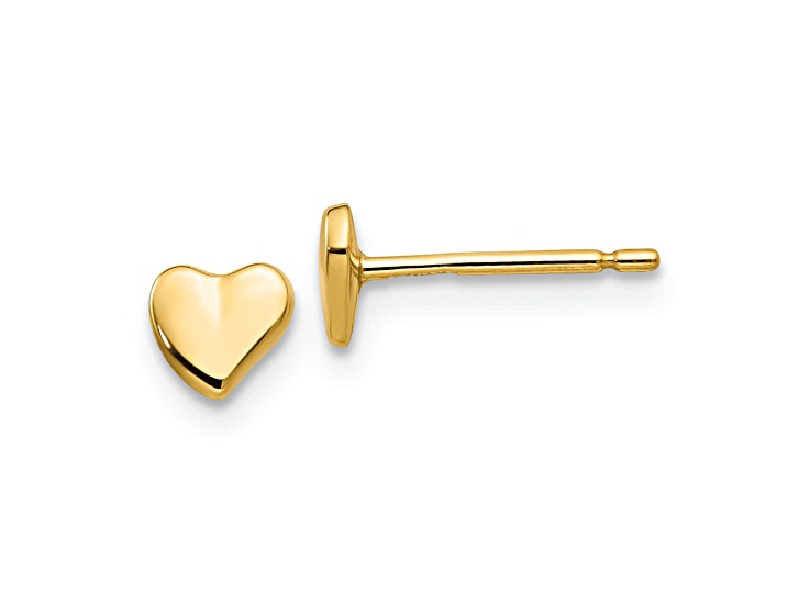 14k Yellow Gold Polished 5mm Heart Stud Earrings
