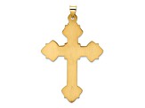 14k Yellow Gold Polished and Textured Fancy Fleur-de-Lis Cross Pendant