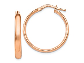 10k Rose Gold 15/16 inch Polished Hoop Earrings