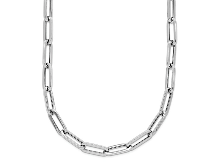 Rhodium Over 14k White Gold 4mm Polished Fancy Link 20 Inch Chain