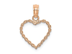 10K Rose Gold 3D Polished and Textured Rope Heart Pendant