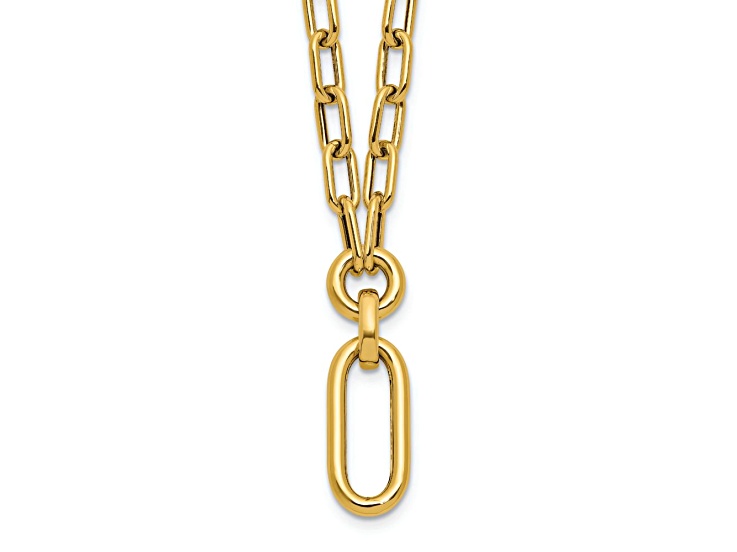 14k Yellow Gold Polished Fancy Mixed Link Pendant 18 Inch Necklace