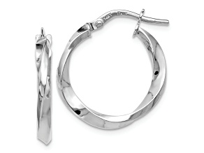 Rhodium Over 14k White Gold 13/16 inch Polished Twisted Hoop Earrings