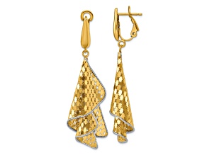14K Two-tone Gold Polished Diamond-Cut Dangle Earrings