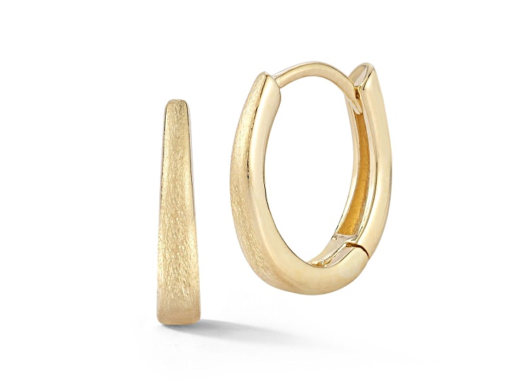 Bellissima Gold 14K Yellow Gold Oval Huggies with Satin Finish