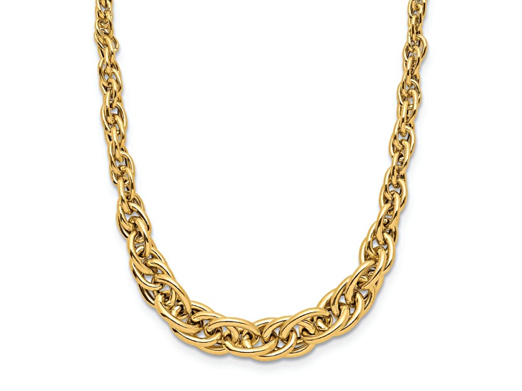 14k Yellow Gold Polished 6.14mm Graduated Fancy Link 18 Inch Chain