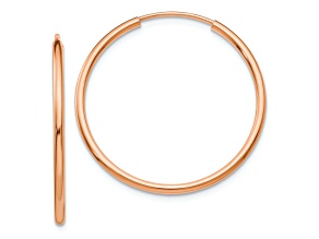 14k Rose Gold 1" Polished Endless Tube Hoop Earrings