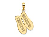 14k Yellow Gold Textured 3D Turks and Caicos Double Flip-Flop Charm