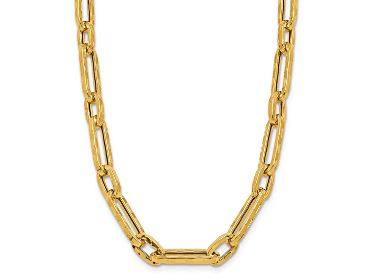14k Yellow Gold 5.11mm Polished, Diamond-Cut and Textured Fancy 18 Inch Chain