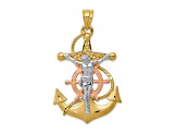 14K Yellow, White and Rose Gold Mariners Cross Pendant