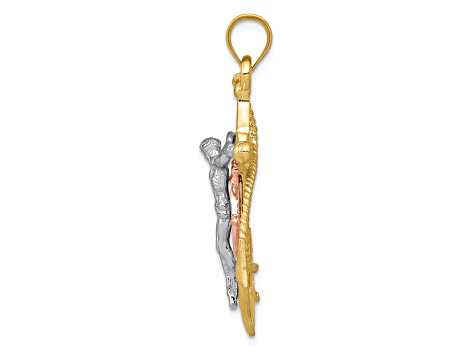 14K Yellow, White and Rose Gold Mariners Cross Pendant - 1WXZ3A | JTV