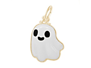 22K Yellow Gold Over Sterling Silver Cute Ghost - Painted Measures Approx 19.47mm x 14.26mm