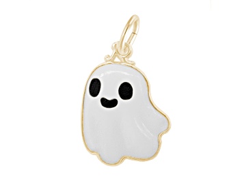 Picture of 22K Yellow Gold Over Sterling Silver Cute Ghost - Painted Measures Approx 19.47mm x 14.26mm