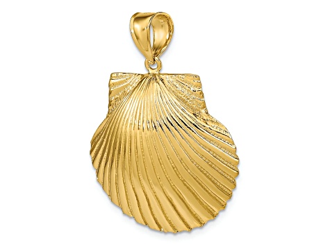 14k Yellow Gold Textured Scallop Shell Pendant