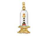 14k Yellow Gold Enameled 3D Lighthouse In Glass Dome Charm