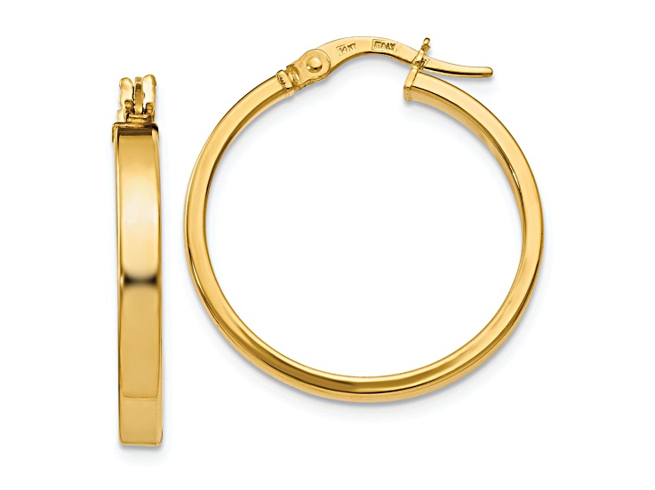 14k Yellow Gold 15/16 inch Polished Hoop Earrings