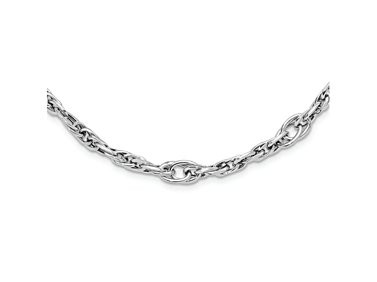 Rhodium Over 14k White Gold Polished Fancy Link 17.75 Inch Necklace