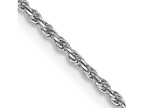 Rhodium Over 10k White Gold 1.15mm Solid Diamond-Cut Rope 16 Inch Chain
