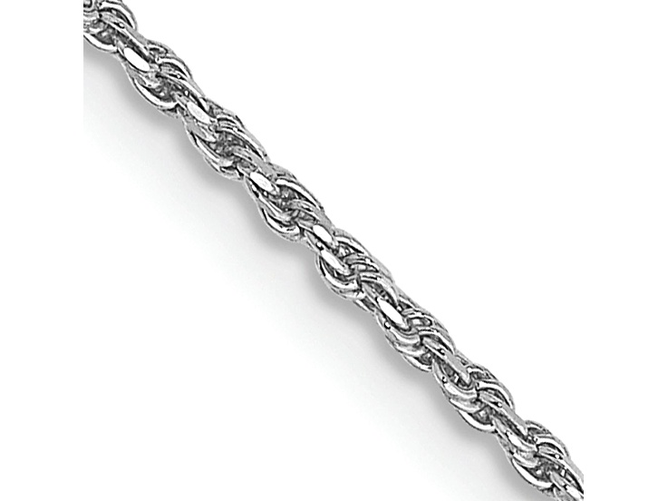 Rhodium Over 10k White Gold 1.15mm Solid Diamond-Cut Rope 22 Inch Chain