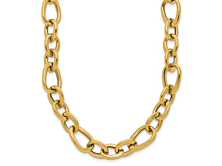 14k Yellow Gold Polished Fancy Link 17.5 Inch Necklace