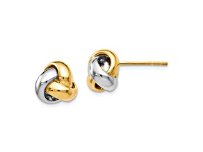 14K Two-tone Gold Polished Love Knot Stud Earrings
