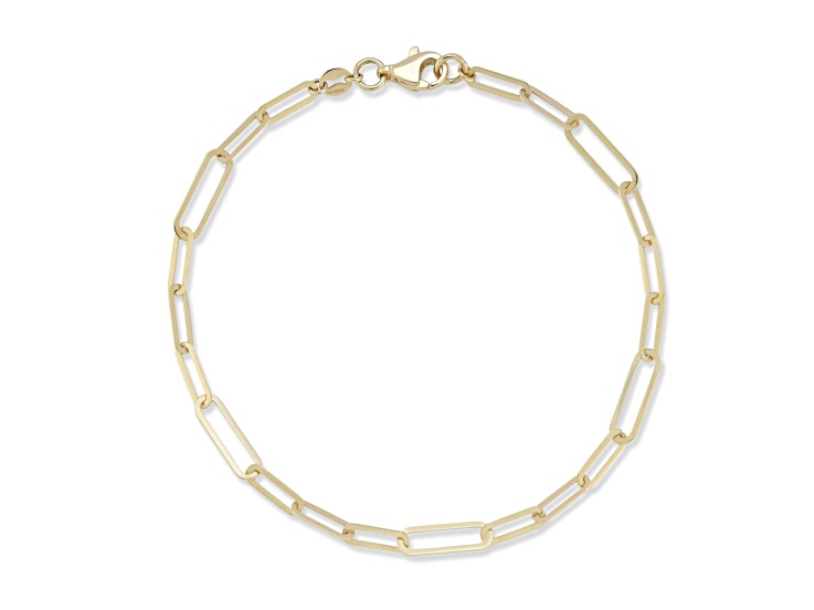 Bellissima Gold 14K Yellow Gold Paperclip Link Chain Bracelet