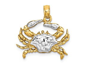 14K Two-tone Gold  Blue Crab Charm
