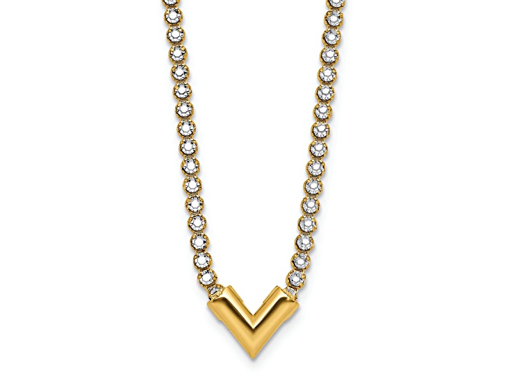 14K Yellow Gold with Rhodium Over 14K White Gold Polished Fancy 18-inch Necklace