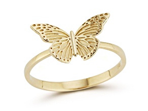 Bellissima Gold 14K Yellow Gold 3D Etched Butterfly Ring