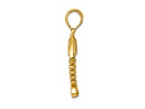 14k Yellow Gold 3D Polished and Textured Fish Bone Pendant