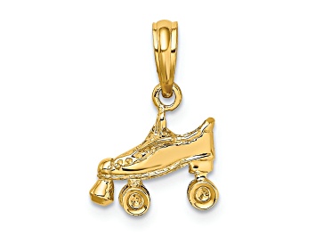 Picture of 14k Yellow Gold Textured 3D Roller Skate Charm
